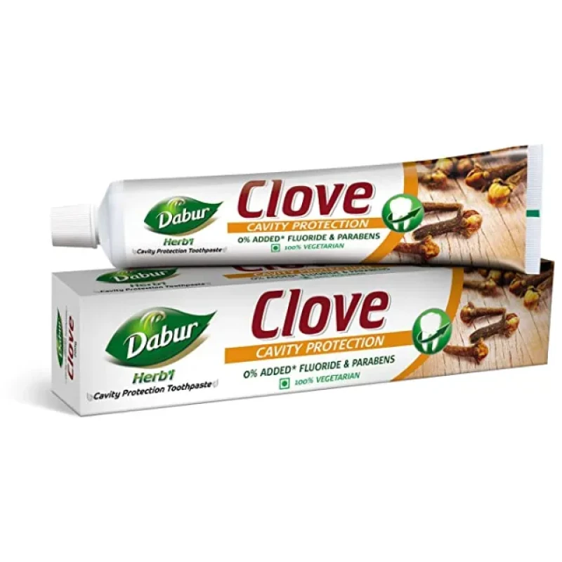 Dabur Herbl Clove Toothpaste: Cavity protection, no fluoride, parabens - 200g