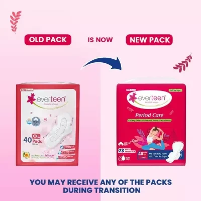Everteen Everteen Period Care Xxl Soft Sanitary Pads 320mm With Double Flaps Enriched With Neem And Safflower Enriched With Neem And Safflower 40Pcs