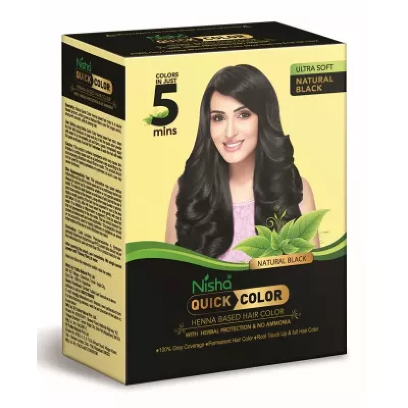 Nisha 5 Minutes Quick Color Henna Based Hair Color Natural Black (60G)