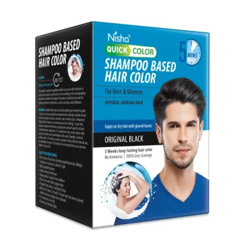 Nisha 5 Minutes Quick Hair Color Shampoo Original Black