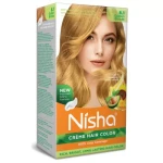 Nisha Creme Hair Color 8.1 Golden Blonde Developer (60Ml) Colorant Tube (60G) Conditioner (6Ml) Glove 1Pack