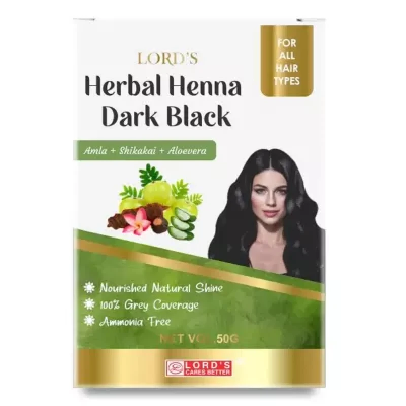 Lords Herbal Henna Dark Black Hair Colour (50g)
