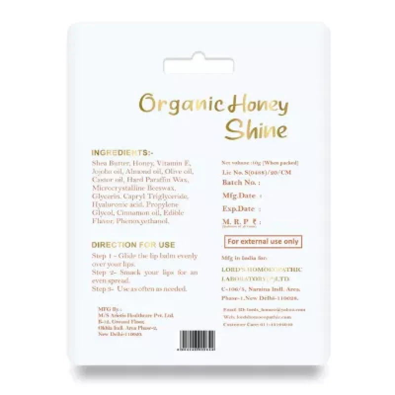 Lords Organic Honey Shine Lip Balm 10g