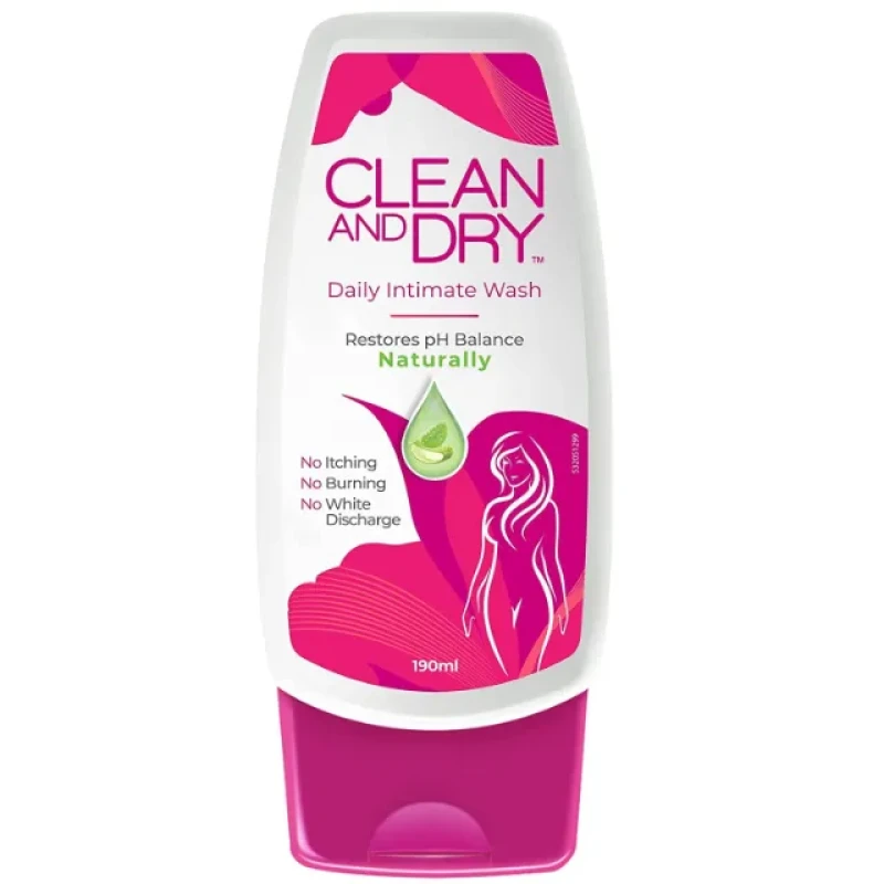Clean Dry Intimate Wash: Vaginal Care, Maintains pH Balance, 190ml.