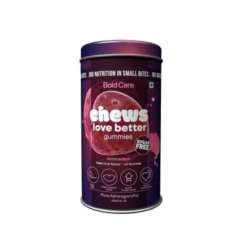 Bold Care Chews Love Better Pure Ashwagandha Gummies Sugar Free 60Pcs